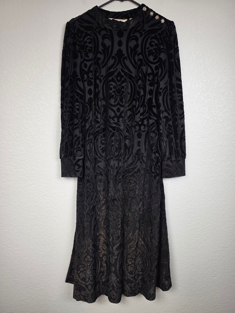 NWT Soft Surroundings Black Velvet Damask Whimsigoth Dress